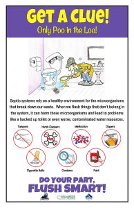 Septic Smart bathroom signage designed by the Lone Peak High School Environmental Science Class.